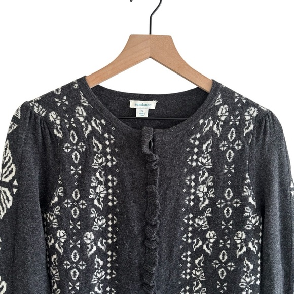 Sundance Anya Nordic Fair Isle Wool Blend Sweater Cardigan Full Zip Size Small - Picture 3 of 16